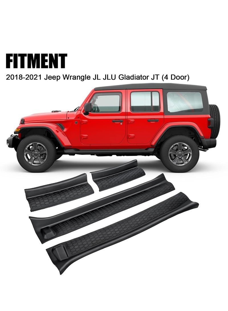 SYOSI Door Sill Guards Kit, All Terrain Entry Guard Kit, Black Rubber Door Entry Guards for 2018-2021 Jeep Wrangler JL JLU Gladiator JT 4-Door Accessories Parts Door Sill Protector Replacement, (4PCS) - Image 5