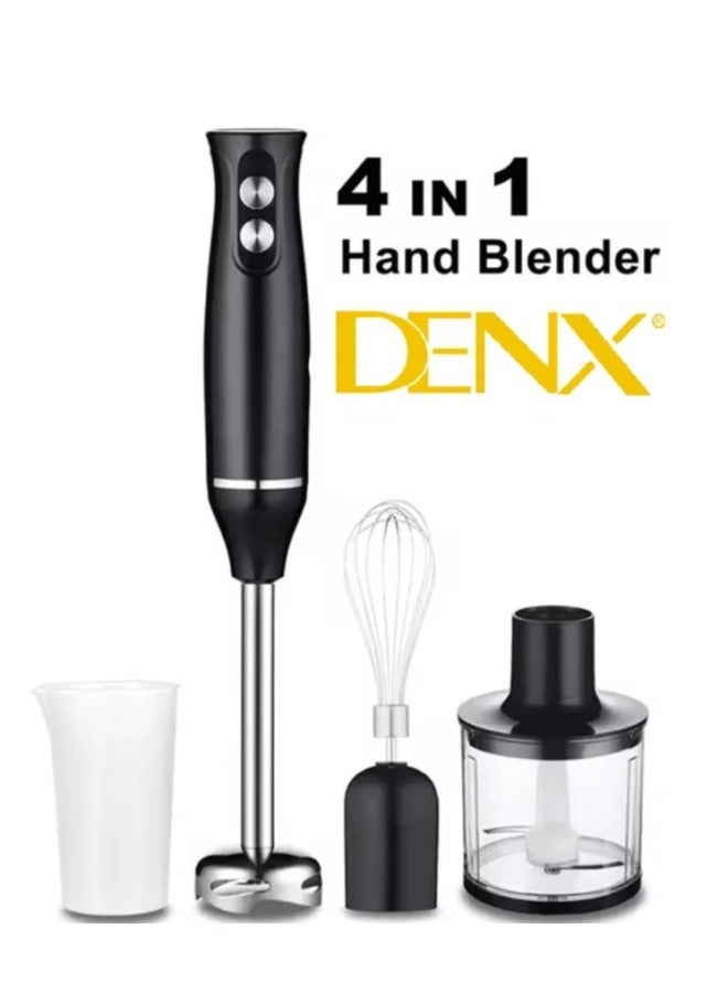 Denx 4-In-1 Hand Blender 400W With grinder, whisk and 700 ml cup Black - Image 2