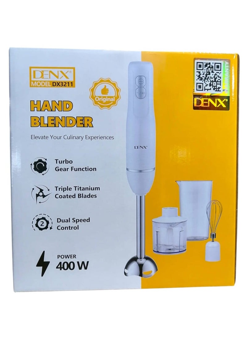 Denx 4-In-1 Hand Blender 400W With grinder, whisk and 700 ml cup Black - Image 5