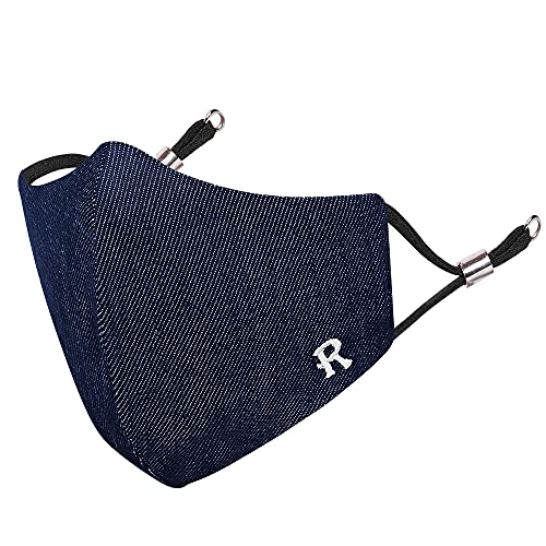 MASQ Alphabet R 4 Layer, Reusable, Breathable, Anti-Bacterial (BFE>99%) Embroidered 100% Pure Cotton Cloth Face Mask Combo with Ear Adjusters for Unisex, Men, Women (Large, Navy-Grey-Denim, Pack of 3) - Image 5