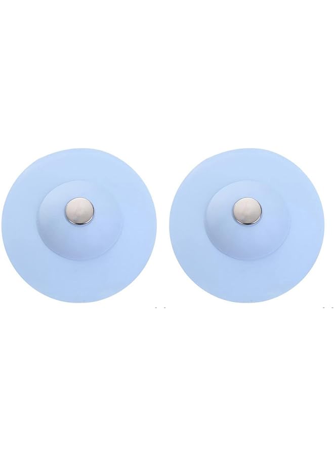 The Bros Popup Floor Drain Sink Strainer Bathtub Plug Hair Catch Cover Water Stopper for Kitchen Bathroom Tub Press Drain Accessories (Blue, Pack of 2) - Image 1