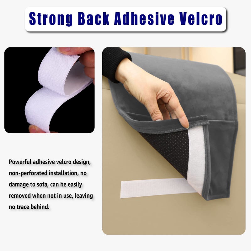 AmazeCov Adjustable Headrest Pillow for Recliners and Armchairs - Non-Slip Velvet Cushion for Neck Support and Pain Relief (Gray) - Image 3