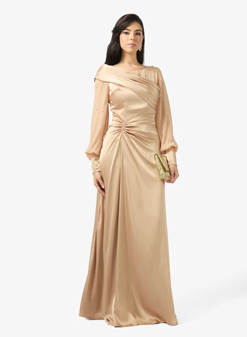 Namshi x  Mock Neck Crinkle Satin Draped Dress for Women | Best Price UAE