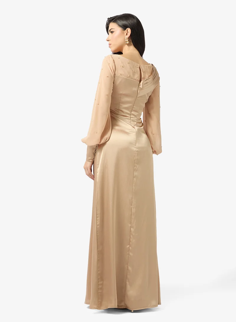 Namshi x  Mock Neck Crinkle Satin Draped Dress for Women | Best Price UAE
