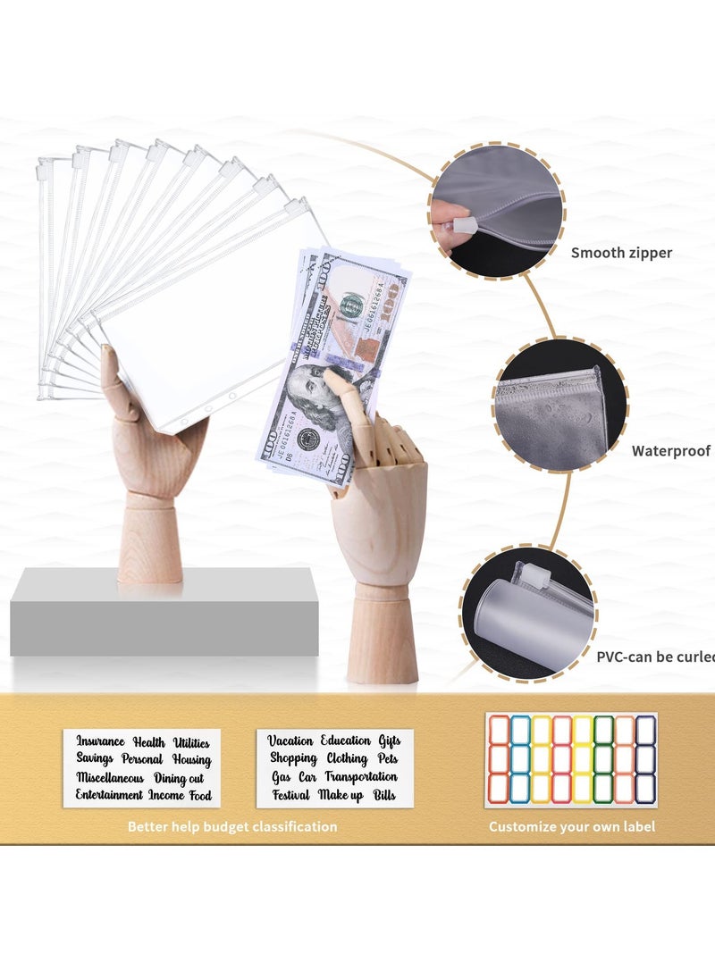 Generic Budget Binder, A6 Marble PU Leather Binder, Money Organizer Cash Envelopes Budget Planner with 12 Zipper Cash Envelopes, 12 Expense Budget Sheets for Budgeting, Saving Money  - Image 4