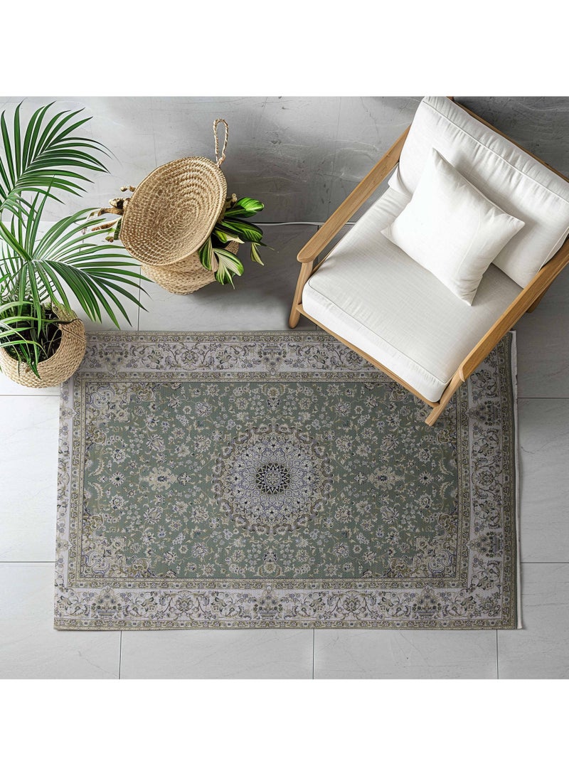 Alkaffary Bashayer Area Rug, Living Room & Majlis Rug, Luxury Heritage Arabic Design High-Quality Materials, 165X260 cm, Light Green - Image 1
