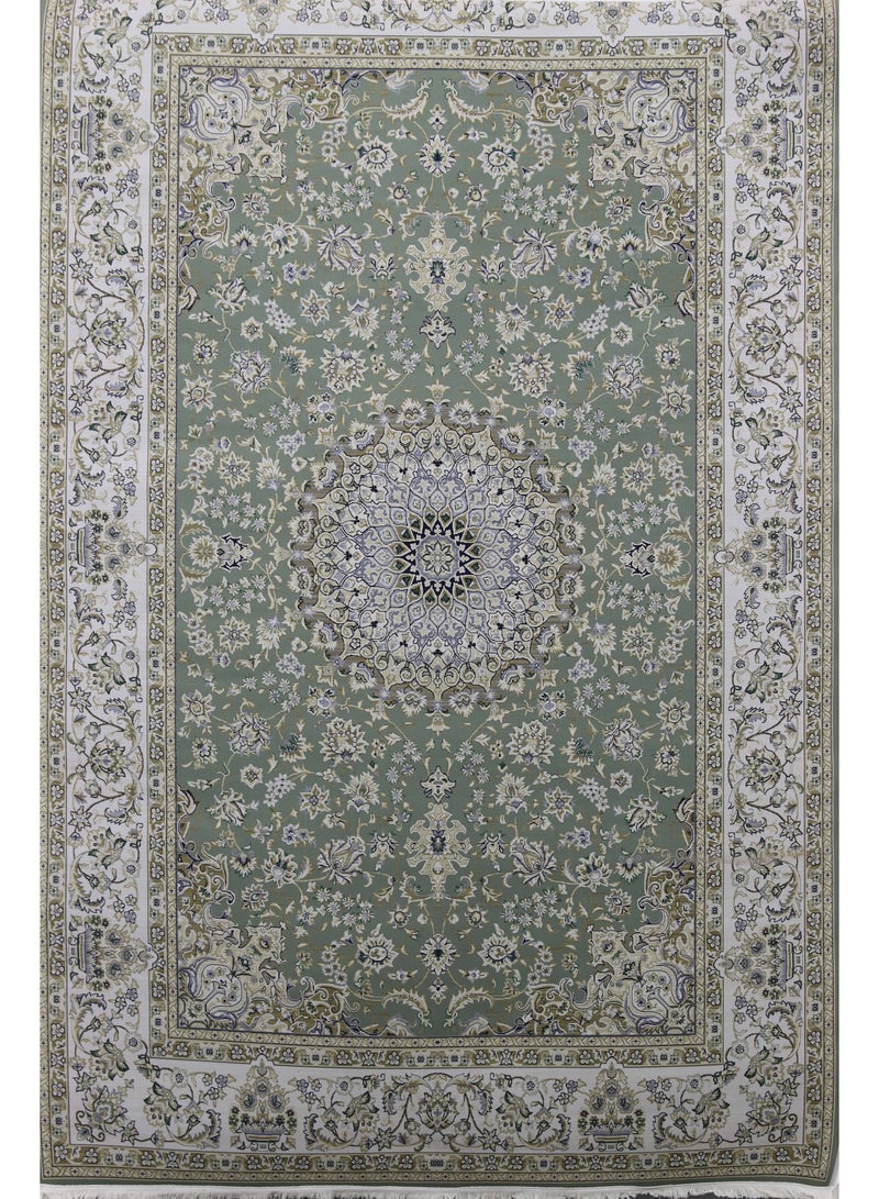 Alkaffary Bashayer Area Rug, Living Room & Majlis Rug, Luxury Heritage Arabic Design High-Quality Materials, 165X260 cm, Light Green - Image 2