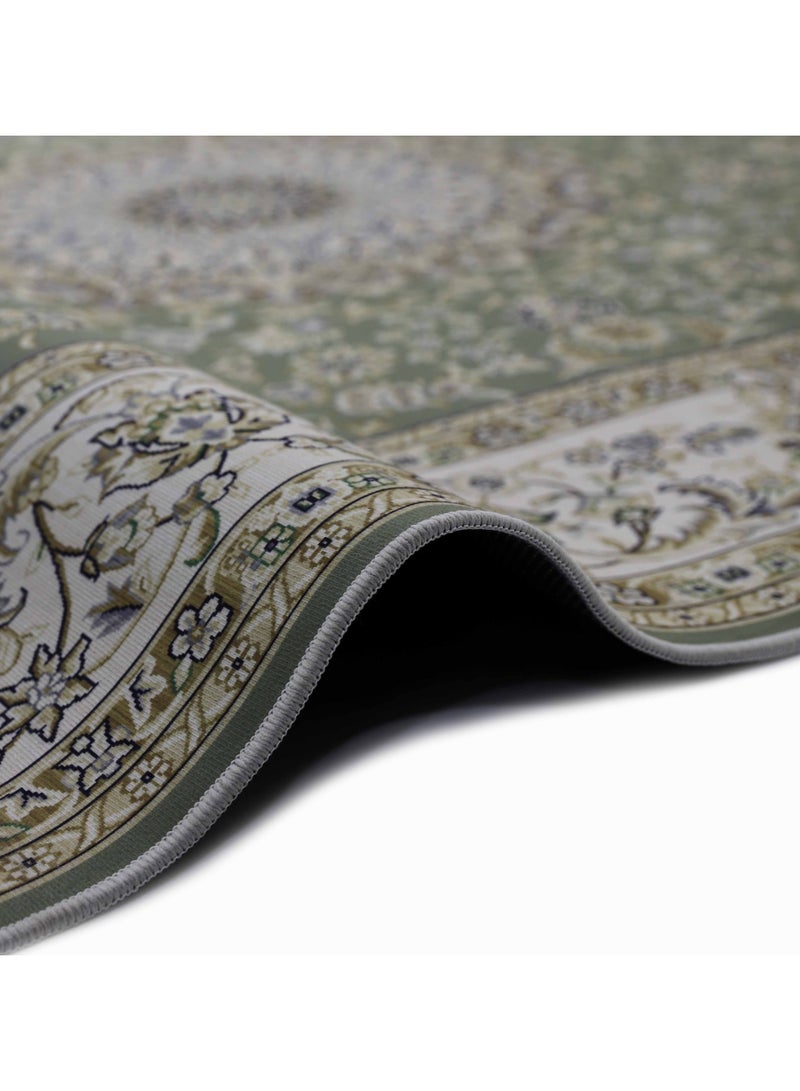 Alkaffary Bashayer Area Rug, Living Room & Majlis Rug, Luxury Heritage Arabic Design High-Quality Materials, 165X260 cm, Light Green - Image 5