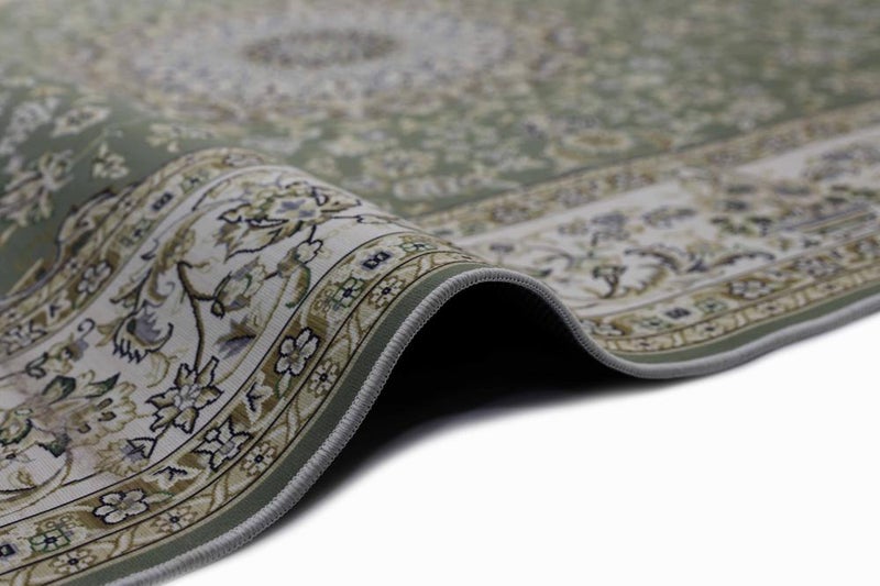 القفاري سجاد بشاير من القفاري,تصميم تراثي أنيق مع قاعدة مانعة للانزلاق,260×165 سم, أخضر فاتح - Image 3