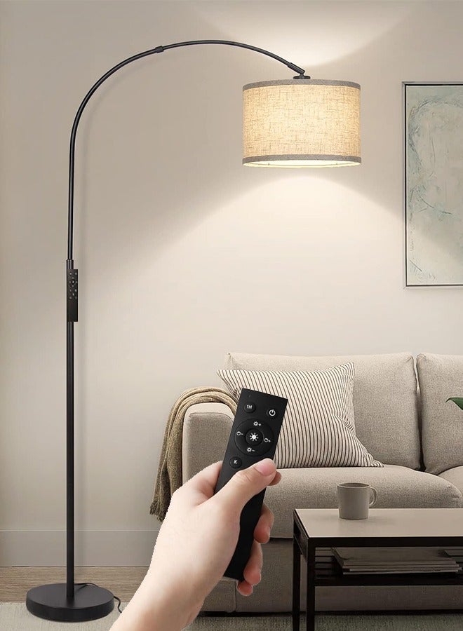 DOMUIK Floor Lamp with Remote Control, Modern Floor Lamp with Bulb,Tall Lamp for Living Room with Hanging Drum Shade and Weighted Base 12 Watt 96V~240V 8-15m Metal  - Image 1