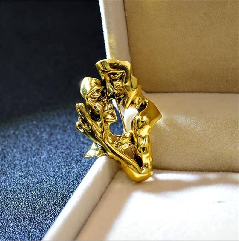 KAWADU Gold Fashion Portrait Brooch Pin 3D Lovers face Brooch Pin Gold Plated Pin Badge for Jewelry Clothes Dress Scarf Decoration - Image 3