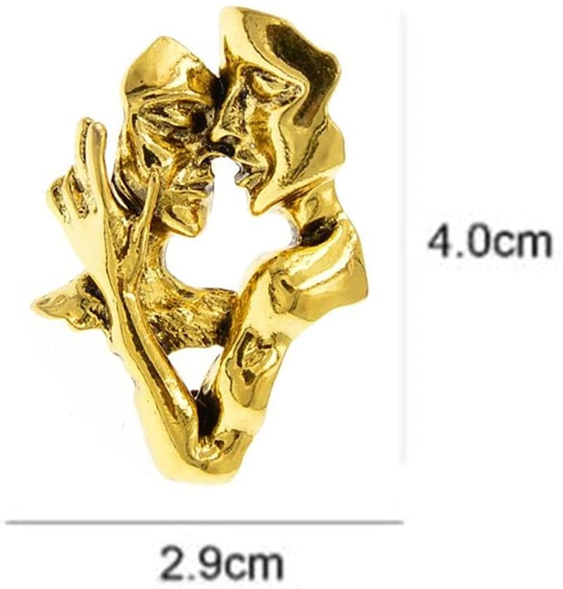 KAWADU Gold Fashion Portrait Brooch Pin 3D Lovers face Brooch Pin Gold Plated Pin Badge for Jewelry Clothes Dress Scarf Decoration - Image 2