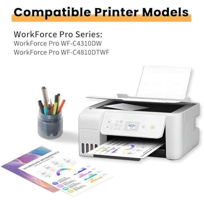 408XL INK CARTRIDGES REPLACEMENT FOR EPSON 408 408L 408XL INK COMOATIBLE WITH EPSON WORKFORCE PRO WF-C4310 WF-C4810 WF-C4310DW WF-C4810DTWF WFC4310 WFC4810(4 PACK) - Image 2