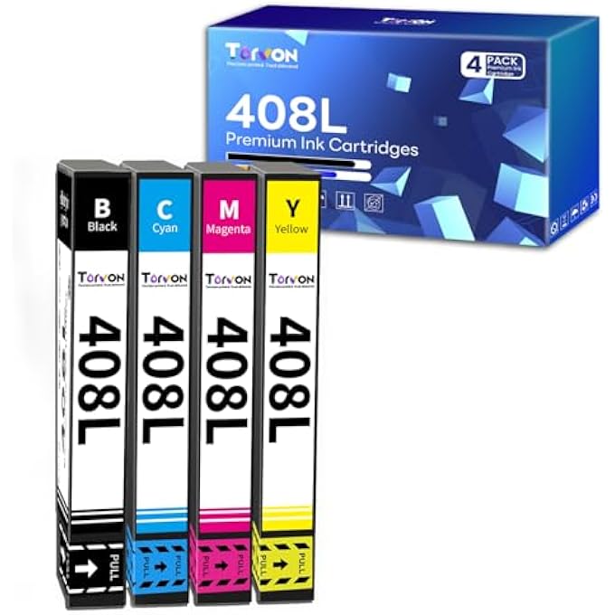 408XL INK CARTRIDGES REPLACEMENT FOR EPSON 408 408L 408XL INK COMOATIBLE WITH EPSON WORKFORCE PRO WF-C4310 WF-C4810 WF-C4310DW WF-C4810DTWF WFC4310 WFC4810(4 PACK) - Image 1