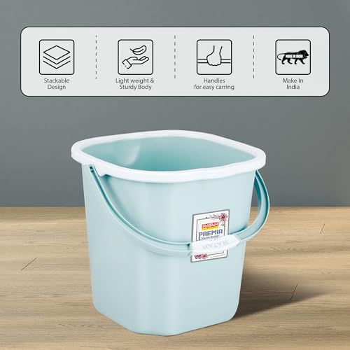 RATAN PLASTICWARE Premia Bucket (18L X 1) - Mint|Light Weight and Easy to Carry|Perfect for Use in Bathrooms, Kitchen & Wet Utility Areas - Image 4