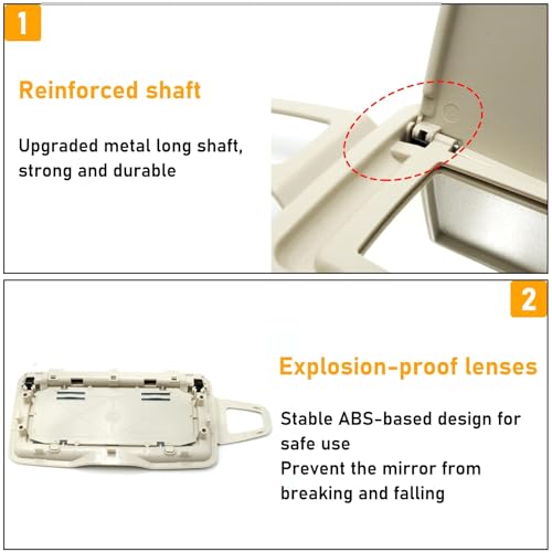 Abodvu Compatible with Mercedes Benz Sun Visor Mirror Cover Replacement for W166 X166 W292 W205 W253 C GLC M Class 2015-2021,1PC Right Passenger Side Sun Vanity Visor Makeup Mirror Cap,Light Beige - Image 4