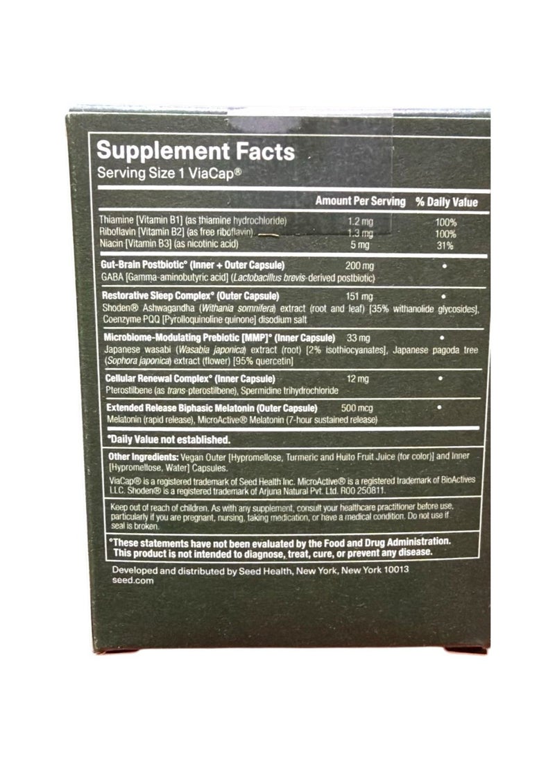 Seed PM-02 Sleep + Restore - Sleep Aid for Women & Men - Non-Habit Forming Bioidentical Melatonin & Ashwagandha - Vegan & Shelf-Stable - 30 Capsules (30-Day Supply) - Image 2