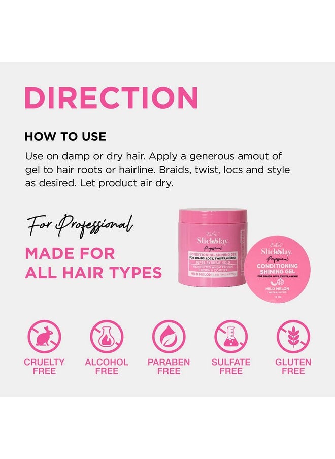 ESHA - Sha Professional Slick N Slay Conditioning Gel For Braids Locs Twists & More! Hydrolyzed Wheat Protein + Biotin B Complex! Mild Melon Scent (16 Oz.) - Image 1