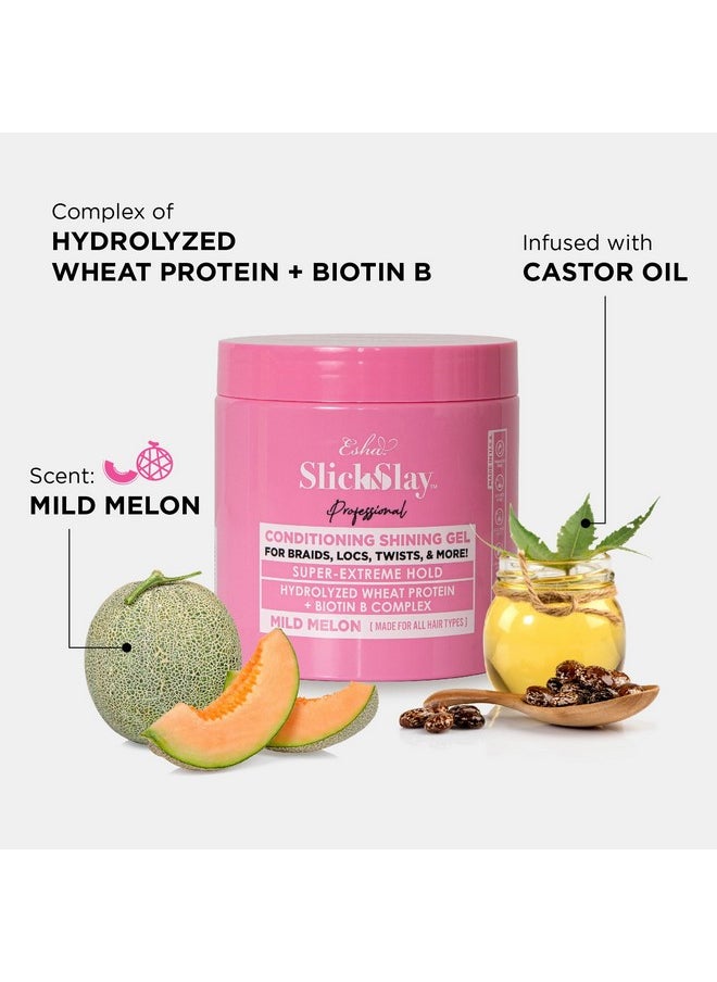 ESHA - Sha Professional Slick N Slay Conditioning Gel For Braids Locs Twists & More! Hydrolyzed Wheat Protein + Biotin B Complex! Mild Melon Scent (16 Oz.) - Image 1