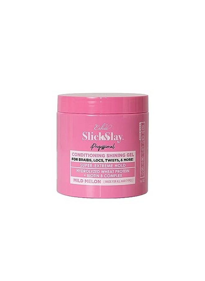 ESHA - Sha Professional Slick N Slay Conditioning Gel For Braids Locs Twists & More! Hydrolyzed Wheat Protein + Biotin B Complex! Mild Melon Scent (16 Oz.) - Image 1