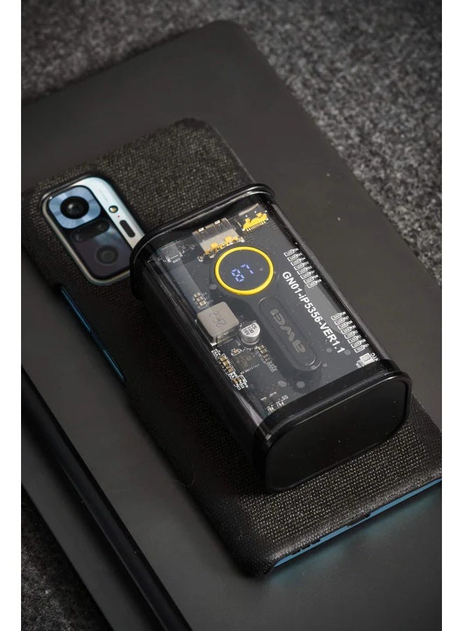 Awei Mini Transparent Power Bank 10000mAh – Stylish Mini Design – 22.5W Fast Charging – Supports QC3.0 and PD Protocols – Quick Charge Up to 50% in 30 Minutes - Image 4