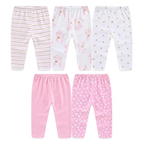 JELYLOVE Unisex Baby Boy Girl Pants Sets Cotton Soft Infants Bottoms Casual 5 Pack 0-12 Month Babies' Leggings - Image 2