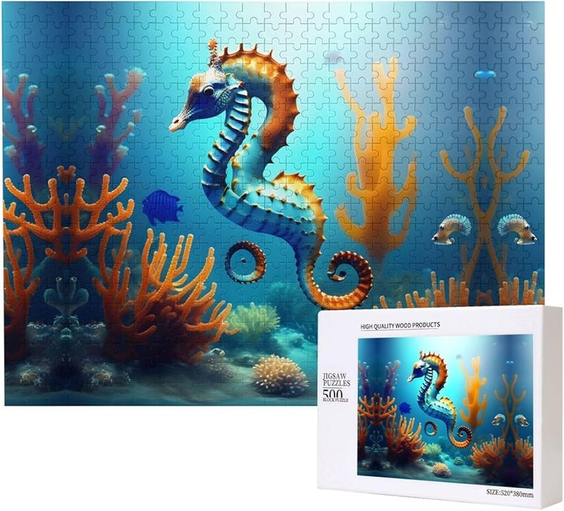 Phayah 500 قطعة لغز فرس البحر المرجاني لقاع البحر لتزيين المنزل للكبار - Image 1