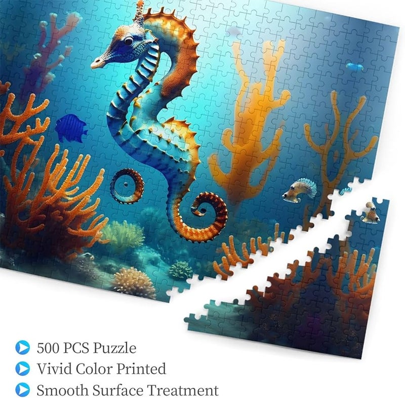 Phayah 500 قطعة لغز فرس البحر المرجاني لقاع البحر لتزيين المنزل للكبار - Image 3