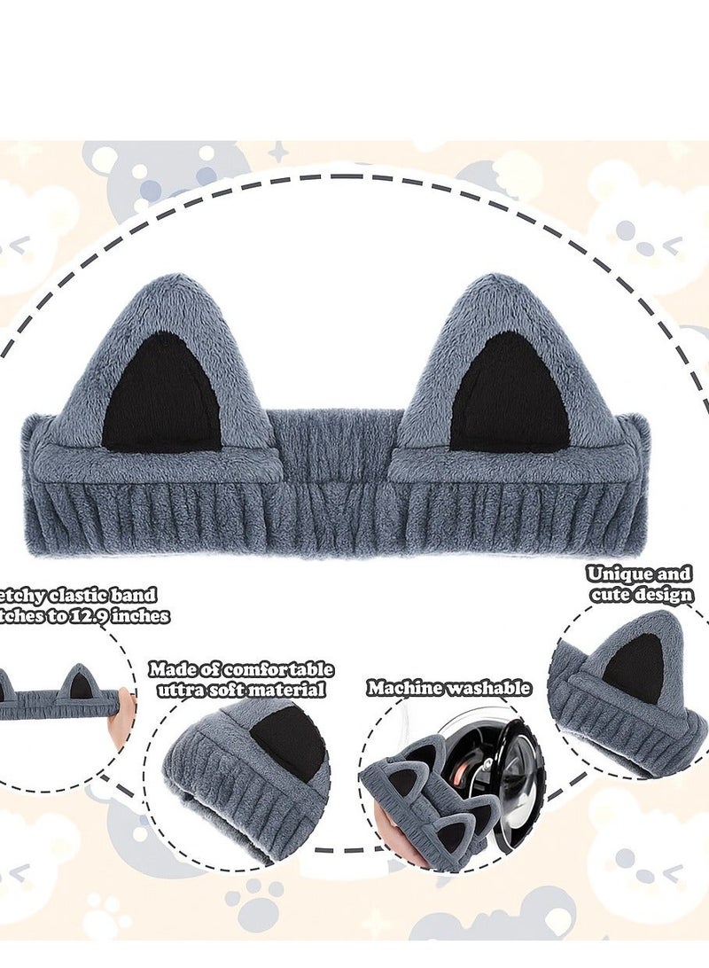 توكة شعر ودان قطة فرو ناعم احصلي على مظهر جذاب وشعر مرفوع ومنع تسرب الماء للشعرأثناء العناية والمسكات. –أستايل كيوت للبنات-بترولي - Image 1