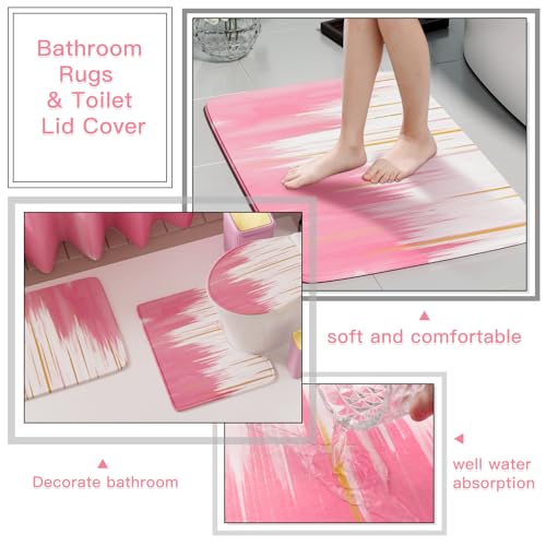 WSBArt 32PCS Bathroom Sets with Shower Curtain and Rugs-Grey Bathroom Accessories,Non Slip Bathroom Rugs Set with Toilet Lid Cover, Waterproof Shower Curtain, 3PC Soap Dispenser with Trash Can - Image 4