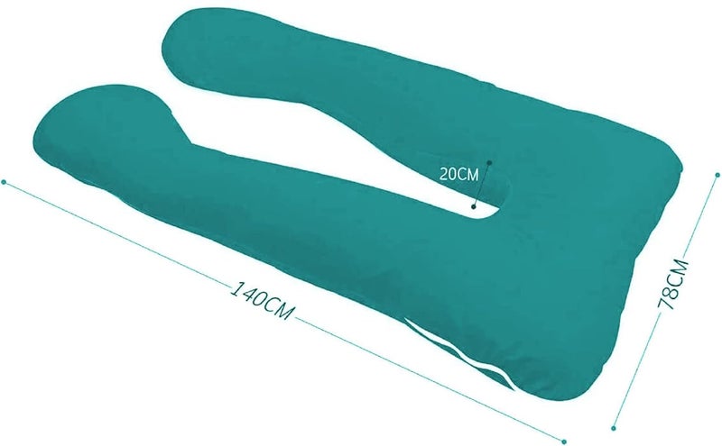 Texlux U Shape Maternity PillowPregnancy Pillow with Cotton Zippered Cover Sky Blue - Image 5
