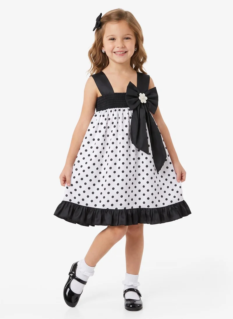 Little Golden Apple Little Polka Dots Bow Dress