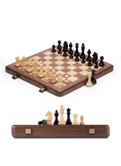 A&A A&A Premium Natural Walnut Folding Chess Set, w/ 15" Board & 3" King Height Staunton Chess Pieces, Includes 2 Extra Queens and a Storage Bag  - Image 3