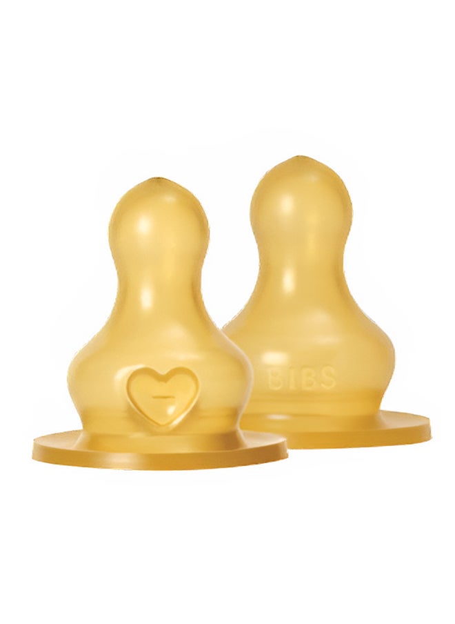 BIBS - Pack Of 2 Baby Bottle Nipple Round Latex Fast Flow - Image 1