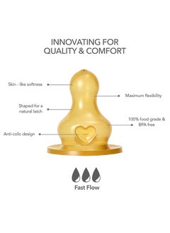 BIBS Pack Of 2 Baby Bottle Nipple Round Latex Fast Flow  - Image 2