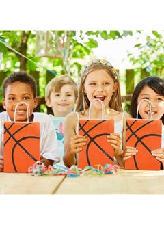 Chinco 24 Pieces Basketball Party Gift Bags Basketball Goodie Bags Goody Treat Candy Bags With Handles Basketball Theme Birthday Party Supplies For Kids Adults Basketball Games Cheerleader Group  - Image 5