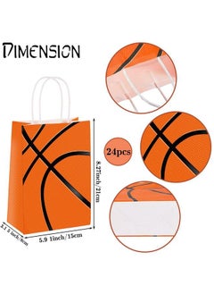 Chinco 24 Pieces Basketball Party Gift Bags Basketball Goodie Bags Goody Treat Candy Bags With Handles Basketball Theme Birthday Party Supplies For Kids Adults Basketball Games Cheerleader Group  - Image 3