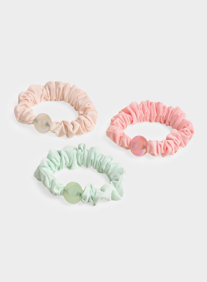 Mi Arcus Soft & Stylish Decorative Hair Scrunchies -Multicolour (Pack of 3) - Image 3