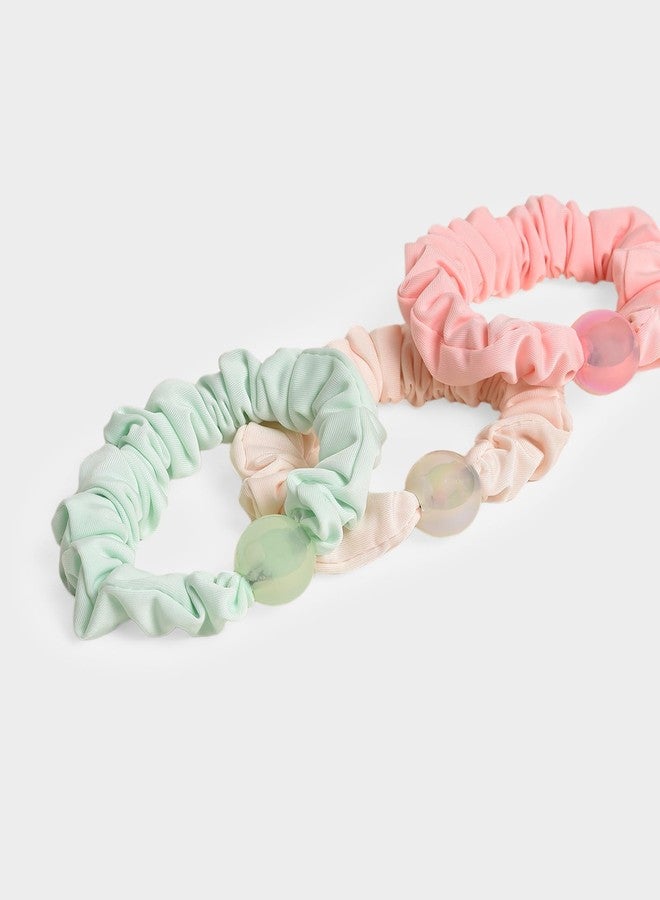 Mi Arcus Soft & Stylish Decorative Hair Scrunchies -Multicolour (Pack of 3) - Image 4