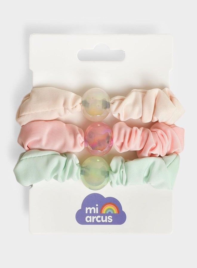 Mi Arcus Soft & Stylish Decorative Hair Scrunchies -Multicolour (Pack of 3) - Image 2