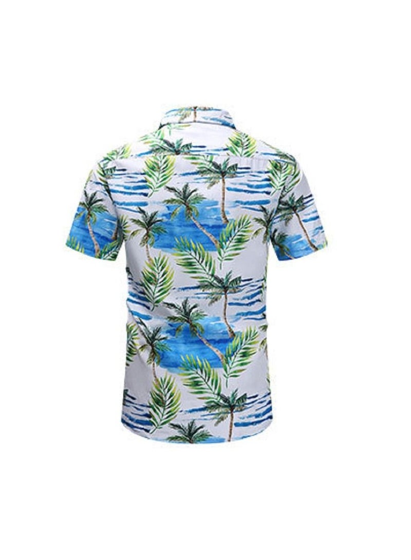 Loquat Summer Retro Printed Men's Short Sleeved Shirt  - Image 2