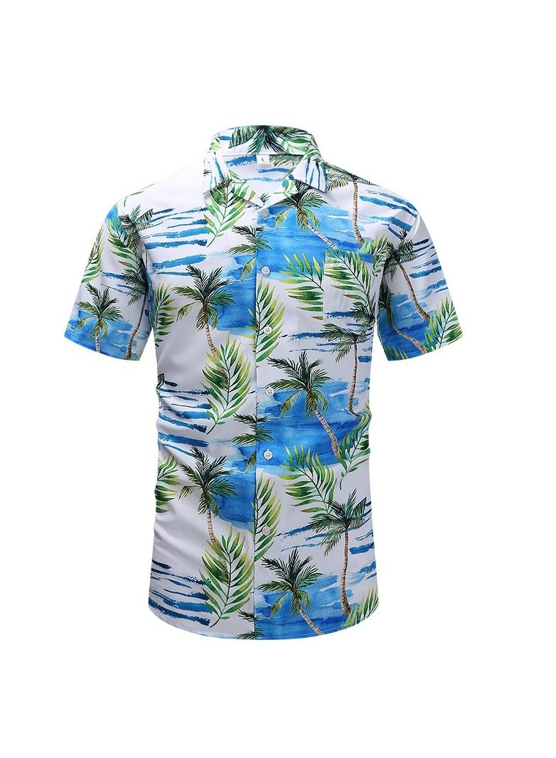 Loquat Summer Retro Printed Men's Short Sleeved Shirt  - Image 1