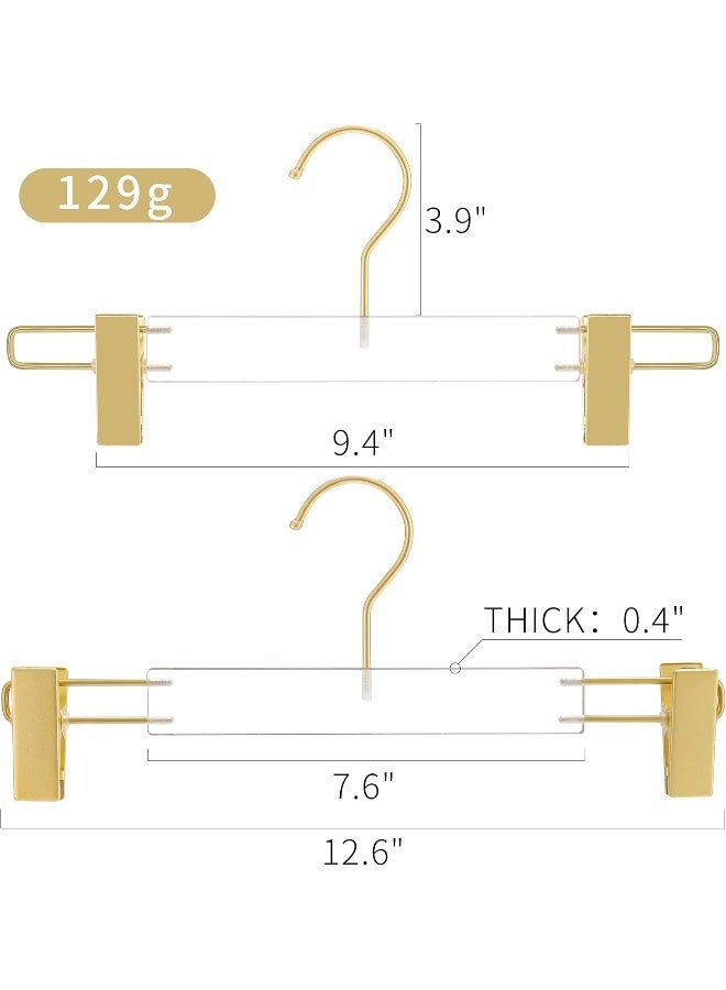 Besser 15 Pack Gold Clear Hangers, Acrylic Clothes Hangers, Skirt Dress Hanger with Gold Clips, Kids Pants Hangers for Closet Storage  - Image 2