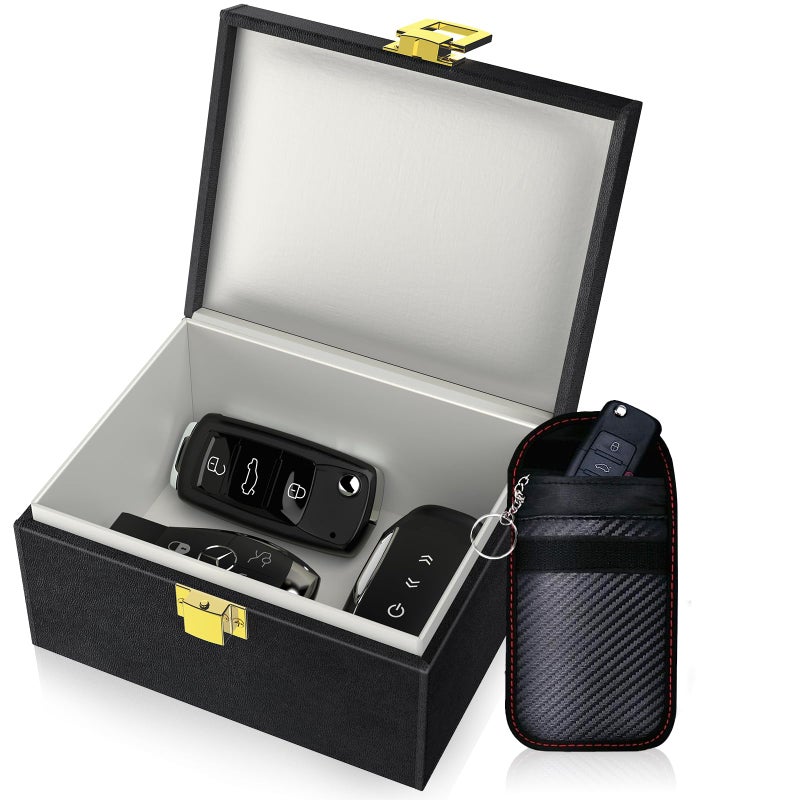 Samfolk Faraday Box with Faraday Bags for Car Keys, Car Key Signal Blocking Box, Keyless Entry Car Key Safe Protector Anti-Theft Shielding Cage (Small) - Image 1