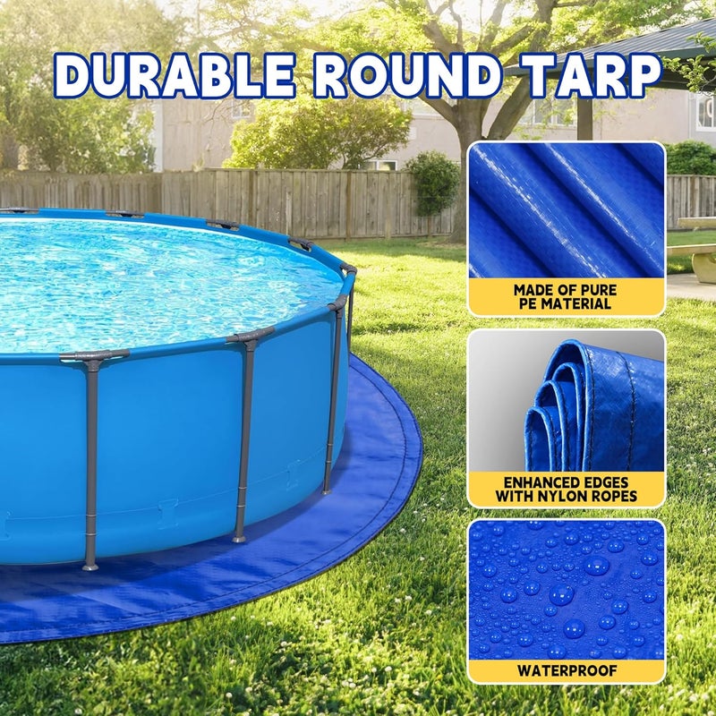 RAINDEWAY 18ft Pool Mat Round Multipurpose Under Pool Tarp Easy Fold Pool Protector Mat Above Ground Pool Protector Mat Prevent Pool Punctures - Image 5