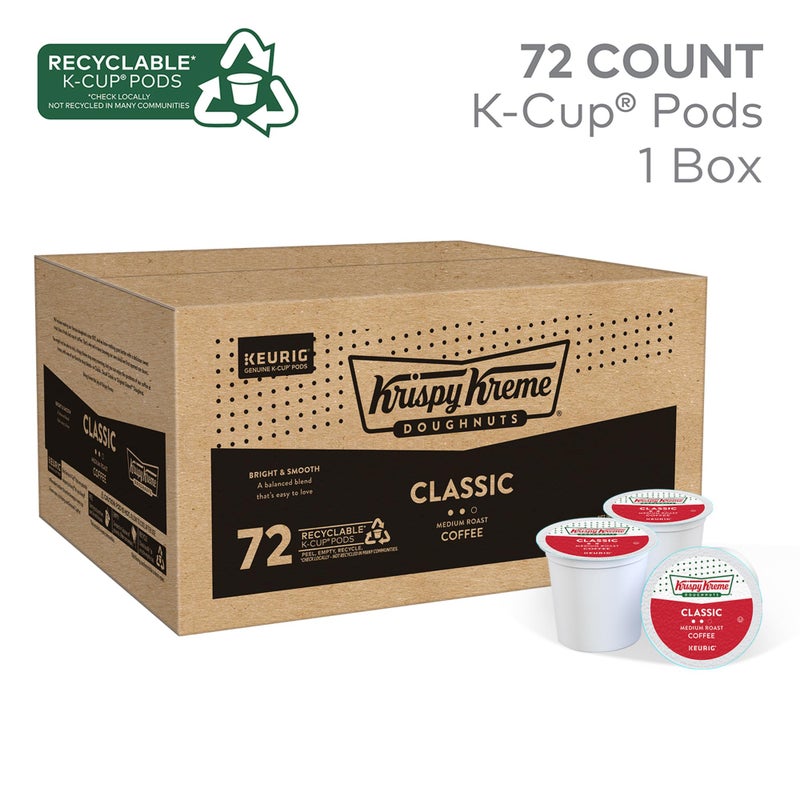 Krispy Kreme Classic, Single-Serve Keurig K-Cup Pods, Medium Roast Coffee, 12 Count (Pack of 6) - Image 2
