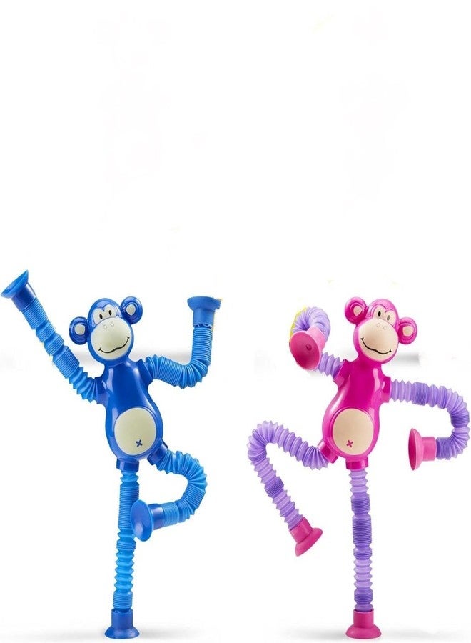 ZELVO Kid Telescopic Suction Cup Giraffe Toy Led Shape Changing Telescopic Pop Tubes Sensory Toys for Boys Girls Stretch Tube Motor Skills Interactive Toy Random Colors (Pack of 1) (Monkey) - Image 1