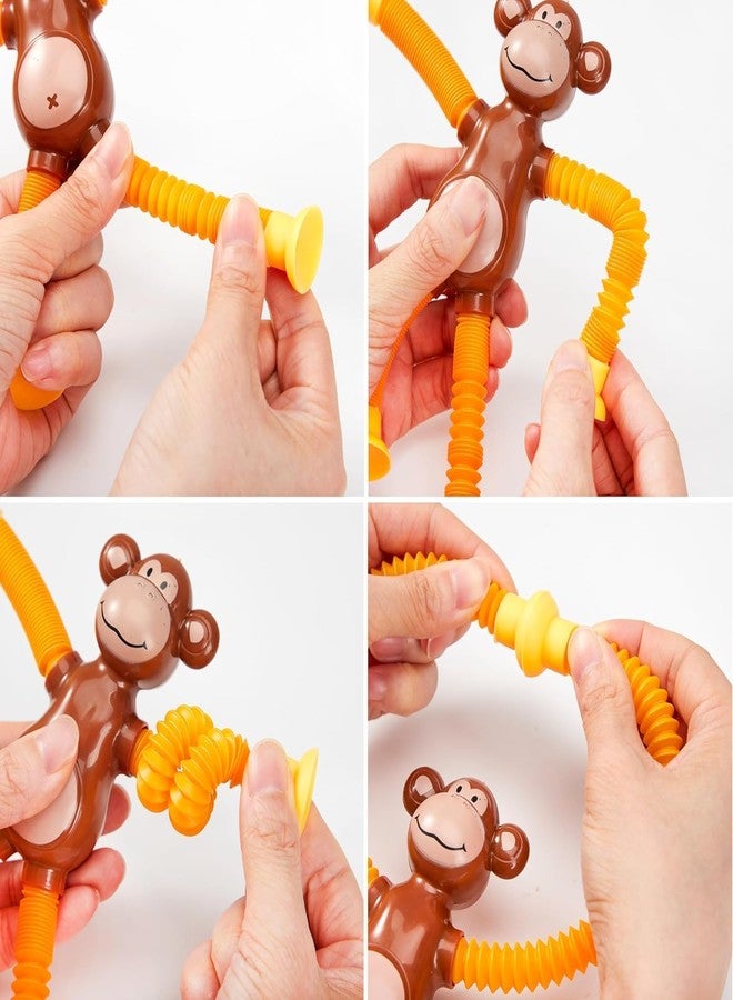ZELVO Kid Telescopic Suction Cup Giraffe Toy Led Shape Changing Telescopic Pop Tubes Sensory Toys for Boys Girls Stretch Tube Motor Skills Interactive Toy Random Colors (Pack of 1) (Monkey) - Image 2
