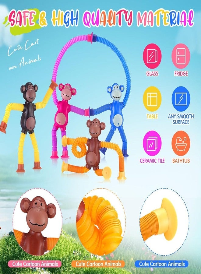 ZELVO Kid Telescopic Suction Cup Giraffe Toy Led Shape Changing Telescopic Pop Tubes Sensory Toys for Boys Girls Stretch Tube Motor Skills Interactive Toy Random Colors (Pack of 1) (Monkey) - Image 5