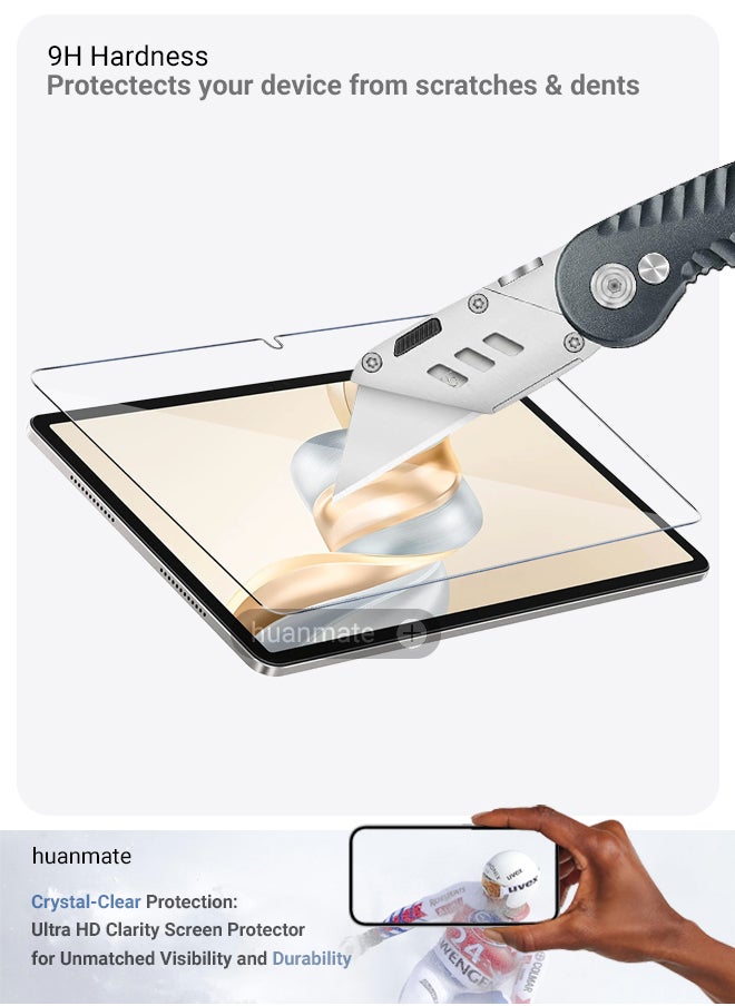 2 Pieces Honor Pad X9a Tempered Glass Screen Protector – High Transparency, Delicate Touch, Anti-Explosion, Smooth Arc Edges, Easy Installation, Screen Protector for Honor Pad X9a